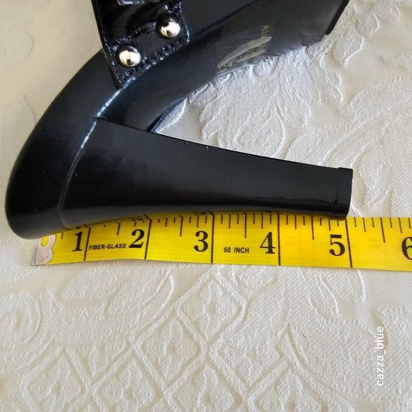 SOLD - Delicious Black Studded O Ring Open Toe Slip-On High Heel Shoes Size 9 - Picture 10 of 10